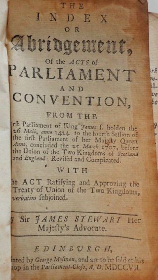 Rare Antique Book 1707 The Acts Of Parliament