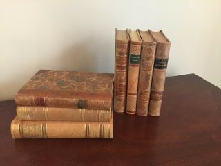 Antique Leather Bound Books Set Of 7 -