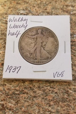 1937 50c Walking Liberty Half Dollar,  Collectible,  90 Silver,  Antique,  Rare