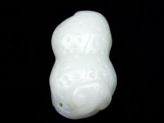 Hetian Jade Hand Carved Extra Large Pendant Sculpture Peanut Shaped 01301901