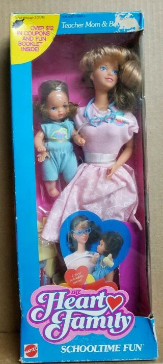 The Heart Family Schooltime Fun 1988 Teacher Mom And Boy Mattel Vintage Barbie