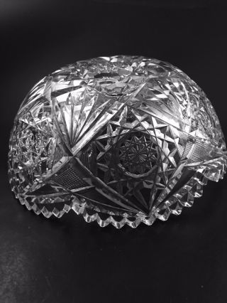 ABP SIGNED Antique H.  C.  Fry American Brilliant Period Cut Glass Crystal Bowl 8” 5
