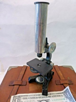 Bausch & Lomb Antique Small Traveling Microscope - Fitted Leather Case - Unique 2