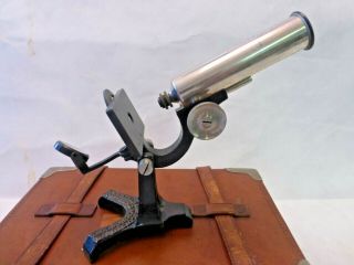 Bausch & Lomb Antique Small Traveling Microscope - Fitted Leather Case - Unique 3