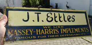 Antique Massey Harris Advertising Tin Sign St.  Thomas Farm Yard Tractor
