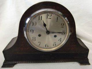 Vintage Striking Mantel Clock & Key Spares Or Repairs