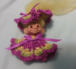 Vintage 1964 Skandia She 1.  5 " Troll Pencil Topper With Clothes