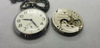 Vintage Elgin Pocket Watch Model 326 & Safety Pinion As - Is