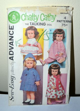 Vintage Mattel Chatty Cathy Doll Wardrobe 1962 Sew Easy Pattern Uncut In Package