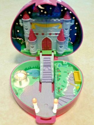 Vintage Polly Pocket Starlight Castle With Pony Carriage Prince Lights