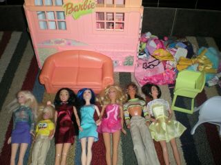 Vintage Barbie Light Up Doll House And Dolls,  Clothes And Accessories.  16.  99