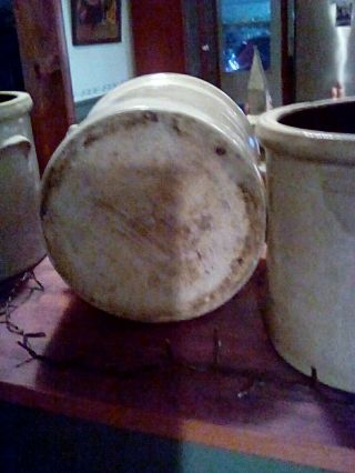 antique salt glazed stoneware crock ES&B. 5
