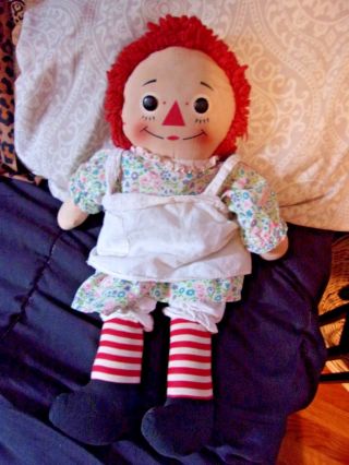 Vintage Raggedy Anne Annie Ann Doll Cloth Toy Knickerbocker Loved Toy Rag Dolly