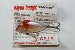Vtg Whopper Stopper Bayou Boogie 6016 Fishing Lure Pink Eye Ghost Vg,  W Card Tx