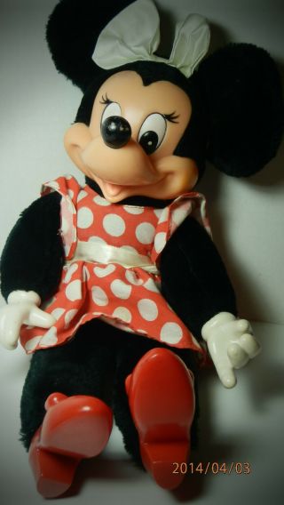 Vintage Minnie Mouse Doll 15 " Tall Vinyl With Plush Body