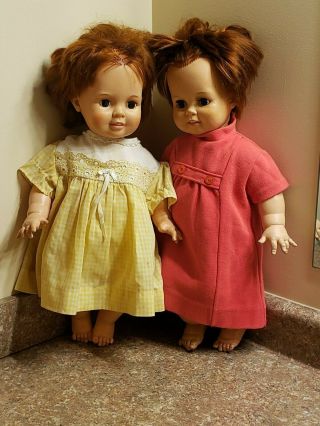 Vintage Pair 1973 Ideal 24 " Baby Crissy Hair That Grows Dolls