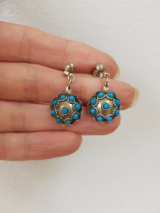 Antique Georgian ? Victorian ? Silver Turquoise Drop Earrings