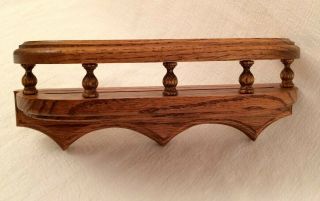 Handcrafted 11.  75 " Long Oak Wood Hanging Wall Shelf W/ Plate Groove & Guard Rail