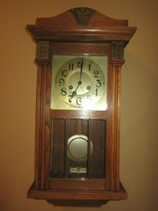 Antique German Mauthe Wall Clock 8 - Day,  Time/strike,  Key - Wind