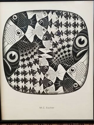 Vintage M.  C.  Escher " Fish And Scales " Poster 1980 