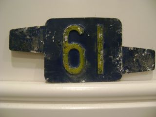 Blue 61 Delaware License Plate Date Insert Tag Antique Car Vintage