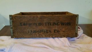 RARE Carbon Bottling Company WHS Lehighton Pa.  Wooden Crate Antique 2