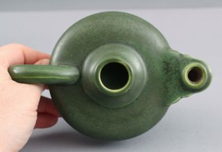 RARE Antique Hampshire Pottery Arts Crafts Matte Green Aladdin Oil Lamp Vase 79 4