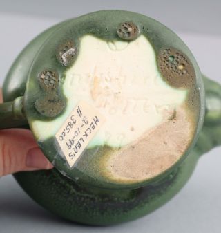RARE Antique Hampshire Pottery Arts Crafts Matte Green Aladdin Oil Lamp Vase 79 5