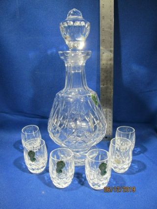 Antique Waterford Crystal Decanter And Six Glasses