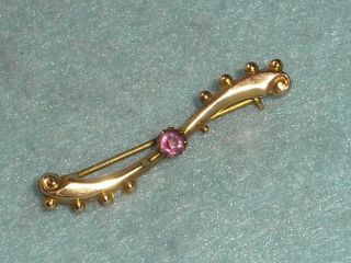 Antique Victorian 9ct Rose Gold And Amethyst Aesthetic Curved Brooch Pin