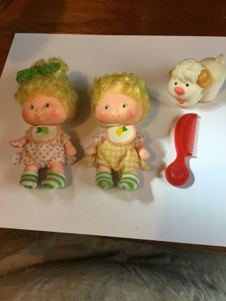 Vintage Strawberry Shortcake 1983 Lem N Ada Twins And Sugar Woofer With Comb