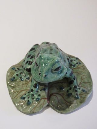 $550 Rare Important Grand Estate Signed Italian Meiselman Porcelain Green Frog