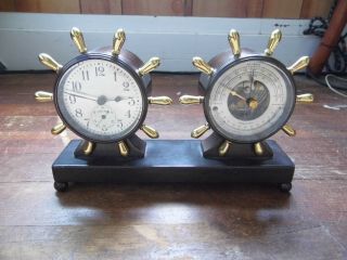 Chelsea Clock Co.  Boston Usa Fulton Clock And Barometer Desk Set