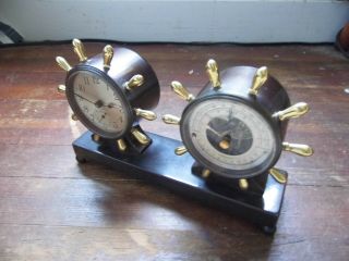 Chelsea Clock Co.  Boston USA Fulton Clock and Barometer Desk Set 4