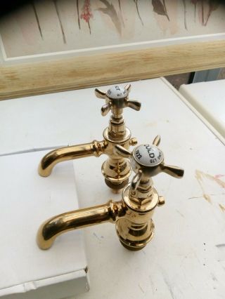 Vintage Hot & Cold Chrome Bath Taps W Adams 1922 Stamped Made In England
