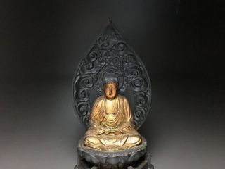 old,  Japanese Japan,  religion Buddhism wooden Buddha statue syaka 27.  5cm ヒ 2