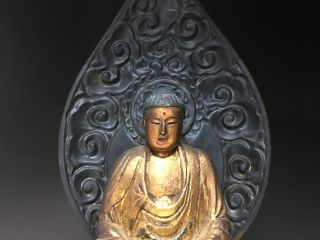 old,  Japanese Japan,  religion Buddhism wooden Buddha statue syaka 27.  5cm ヒ 3