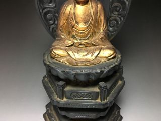 old,  Japanese Japan,  religion Buddhism wooden Buddha statue syaka 27.  5cm ヒ 4