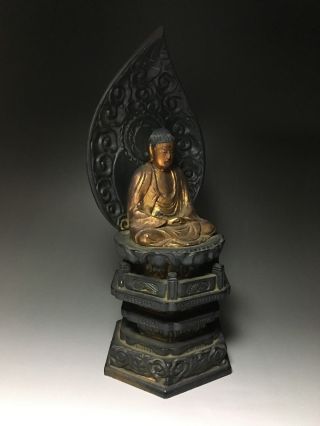 old,  Japanese Japan,  religion Buddhism wooden Buddha statue syaka 27.  5cm ヒ 7