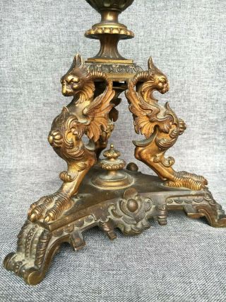 Big Antique Empire Style Candlestick Made Of Bronze 19th Century France Chimera