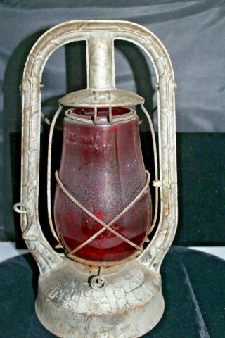 Vintage Dietz Monarch Red Glass Fitzall Lantern