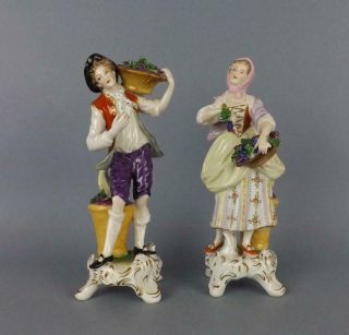 Antique Porcelain Dresden German Rudolf Kammer Pare Of Figurines By Volkstedt