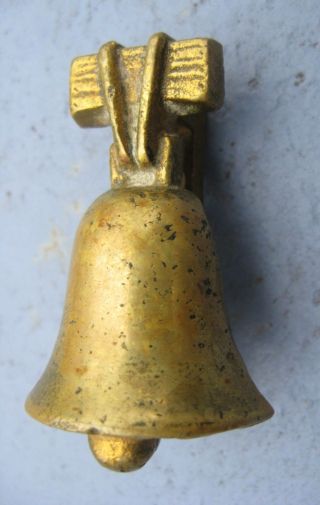 Vintage Antique Brass Bell Hanging Door Knocker Liberty ? 2