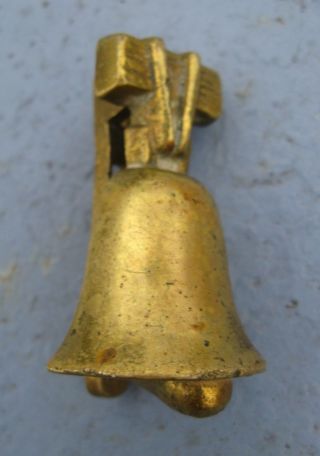 Vintage Antique Brass Bell Hanging Door Knocker Liberty ? 3