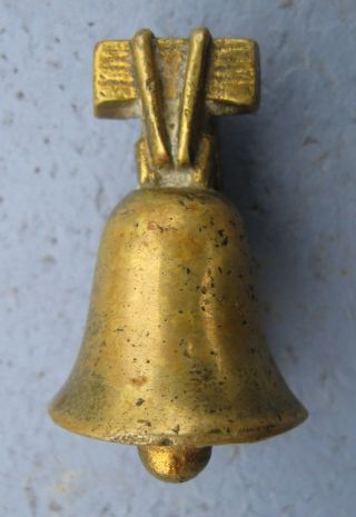 Vintage Antique Brass Bell Hanging Door Knocker Liberty ? 4