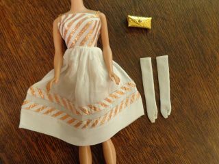 Vintage Barbie Vhtf Country Club Dance 1627 Dress Gloves Gold Purse Outfit