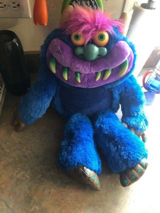 2001 My Pet Monster Blue Plush Doll 21 " Toymax Talking Sound No Cuffs Toy