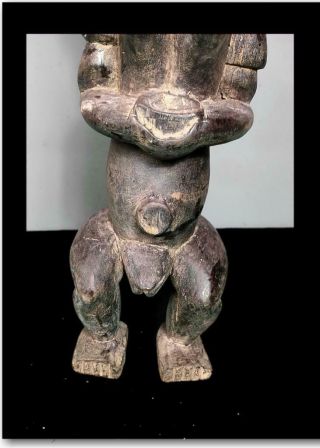 Old Tribal Female Fang Reliquary Figure With Divination Bowl - Gabon 3