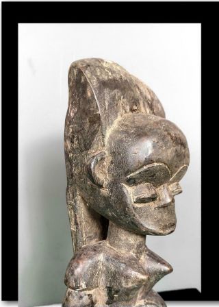 Old Tribal Female Fang Reliquary Figure With Divination Bowl - Gabon 5