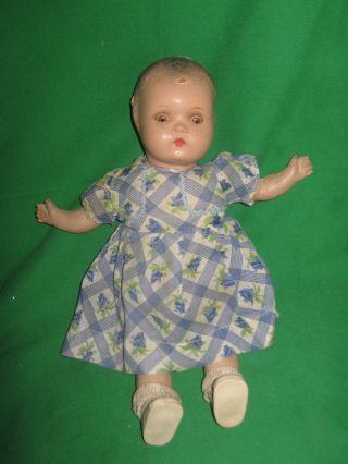 Vintage 1940’s Composition Horsman Baby Doll 15” Molded Hair